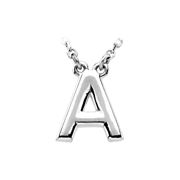 14K White Gold Kendall Collection Block Initial A Necklace 16 Inch
